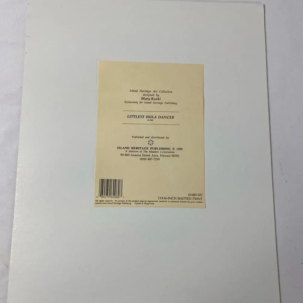Hawaiian Print “ Littlest Hula Dancer “ by Mary Koiski Certificate - Picture 5 of 6